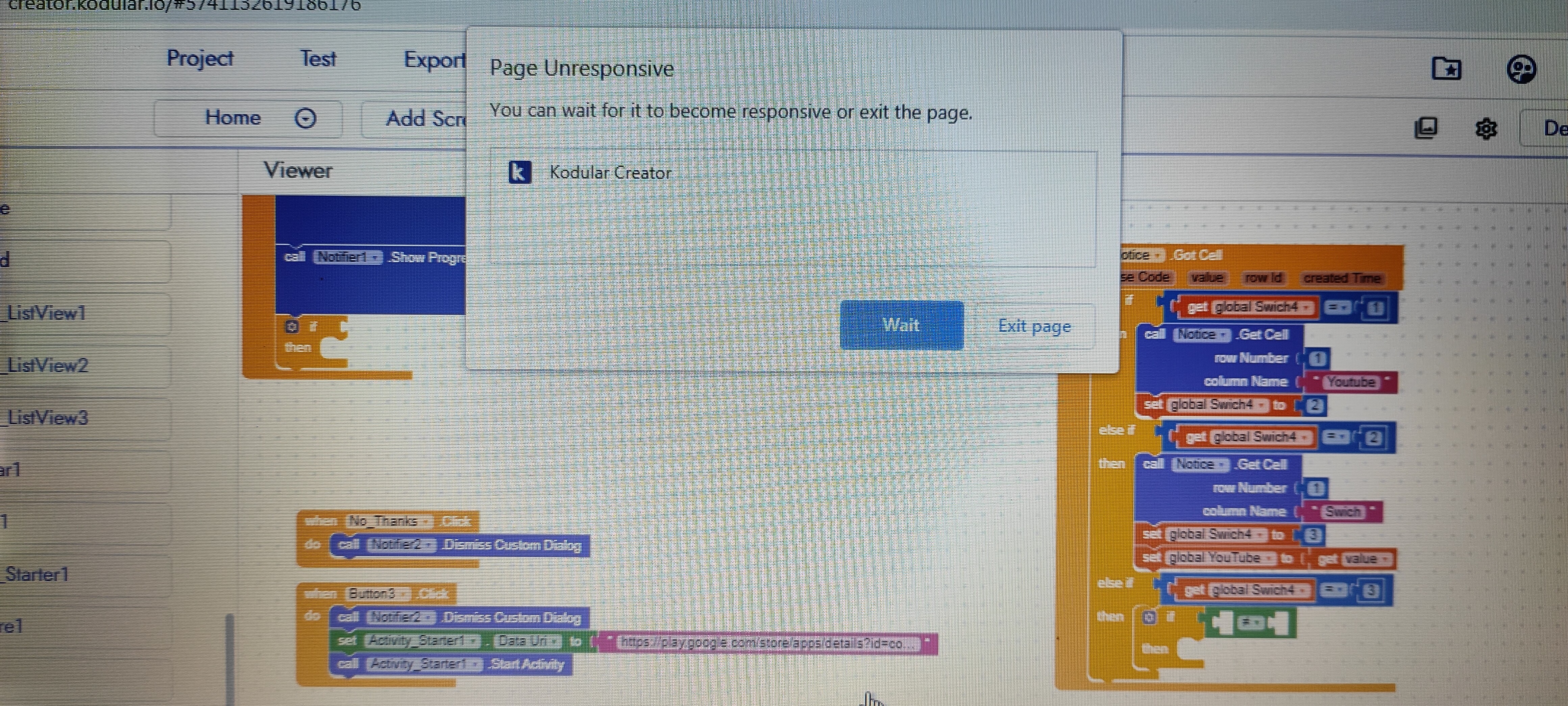 Kodular Page Unresponsive How to solve - Discuss - Kodular Community