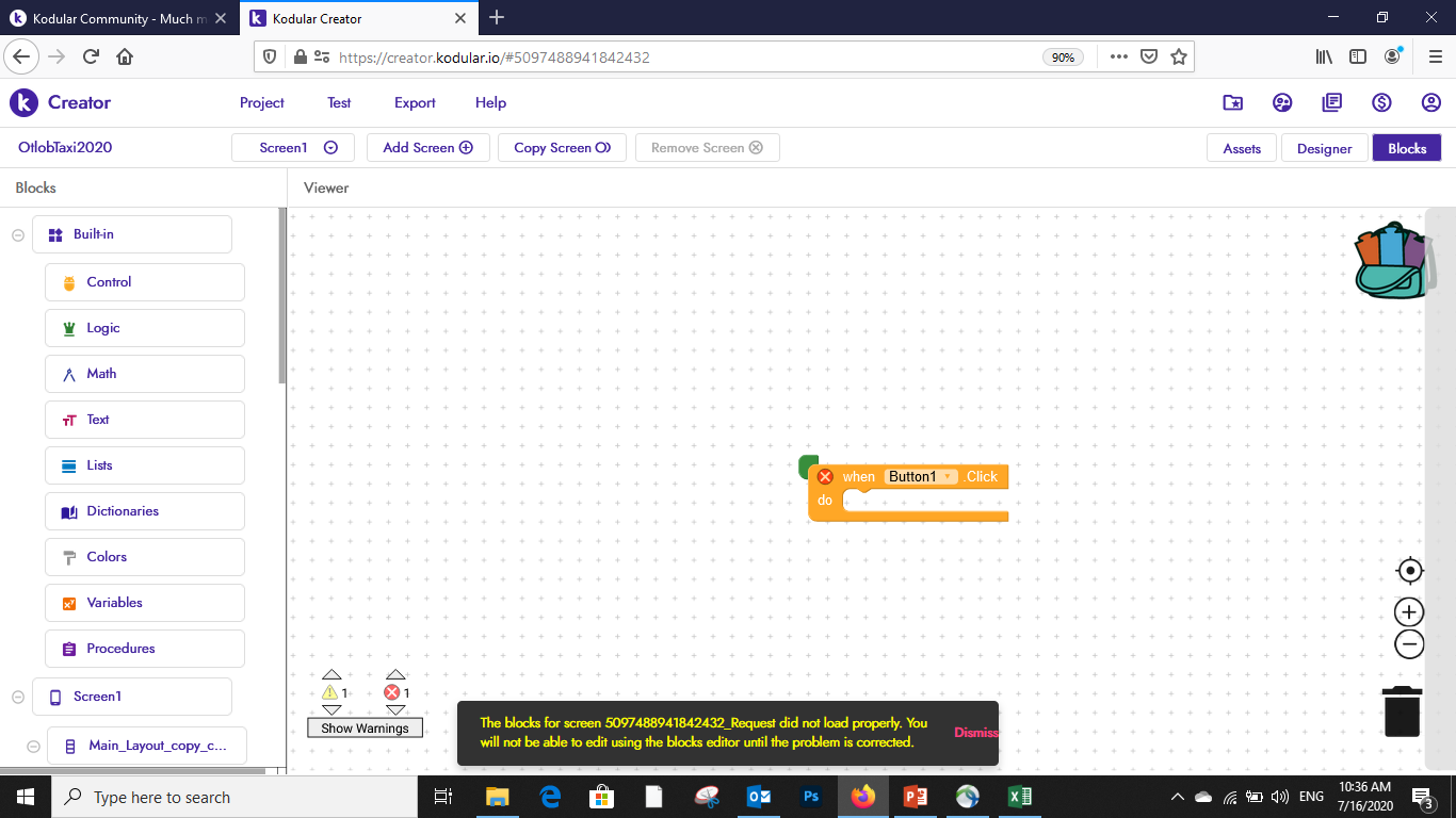 Need help my project blocks didnt show - Bugs - Kodular Community