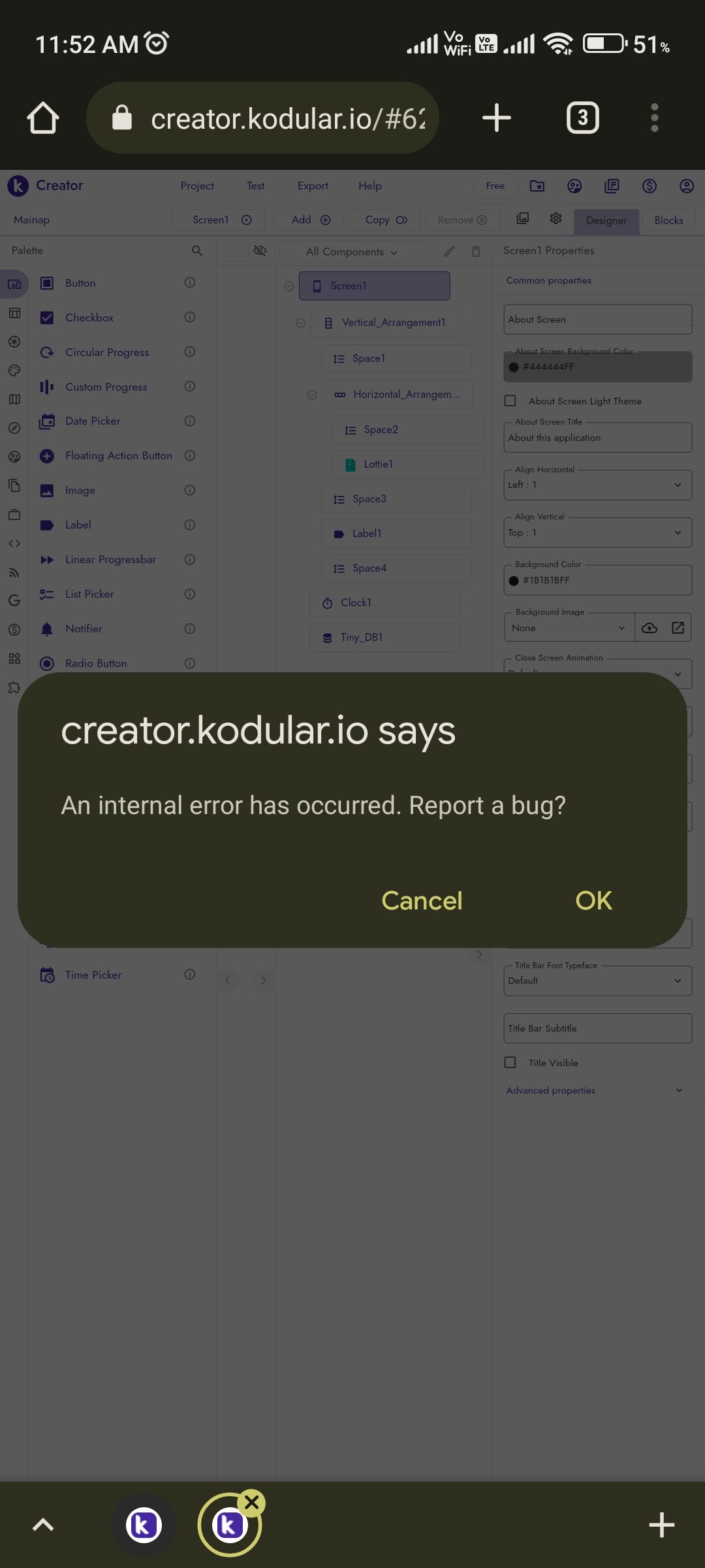An Internal error occurred while choosing a color - Discuss - Kodular ...