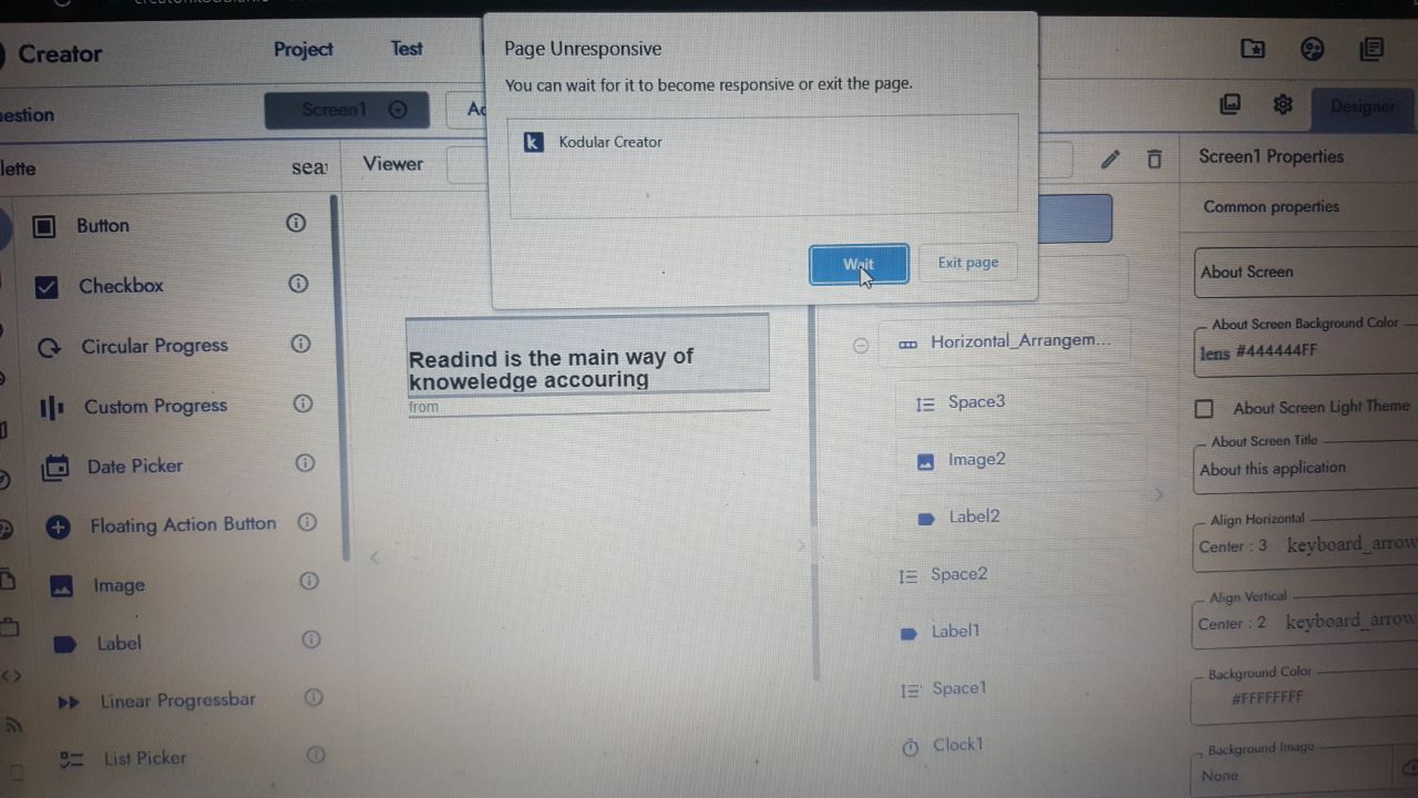 I cant open my project screen get hang - Discuss - Kodular Community