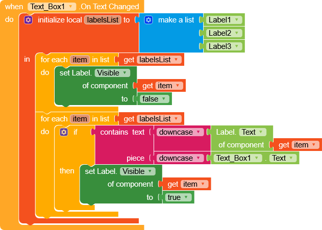Search function in multiple Labels text - Discuss - Kodular Community